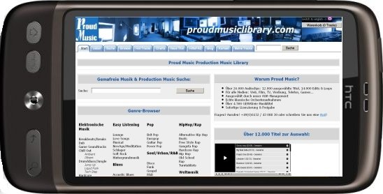 GEMAfreie Musik aus der Proud Music Library via Android Smartphone