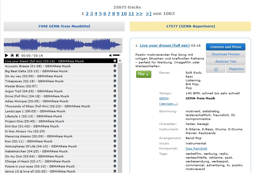 Mediaplayer der Proud Music Library jetzt mit Wellenformdarstellung