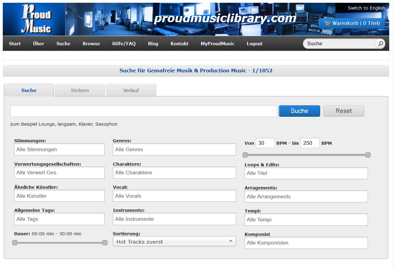 Günstige und maßgeschneiderte Nutzungslizenzen aus der Proud Music Library In der Proud Music Library nach Stock Music suchen