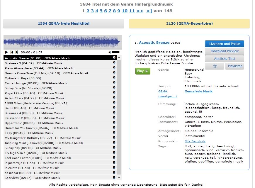 gemafreie Hintergrundmusik aus der Proud Music Library
